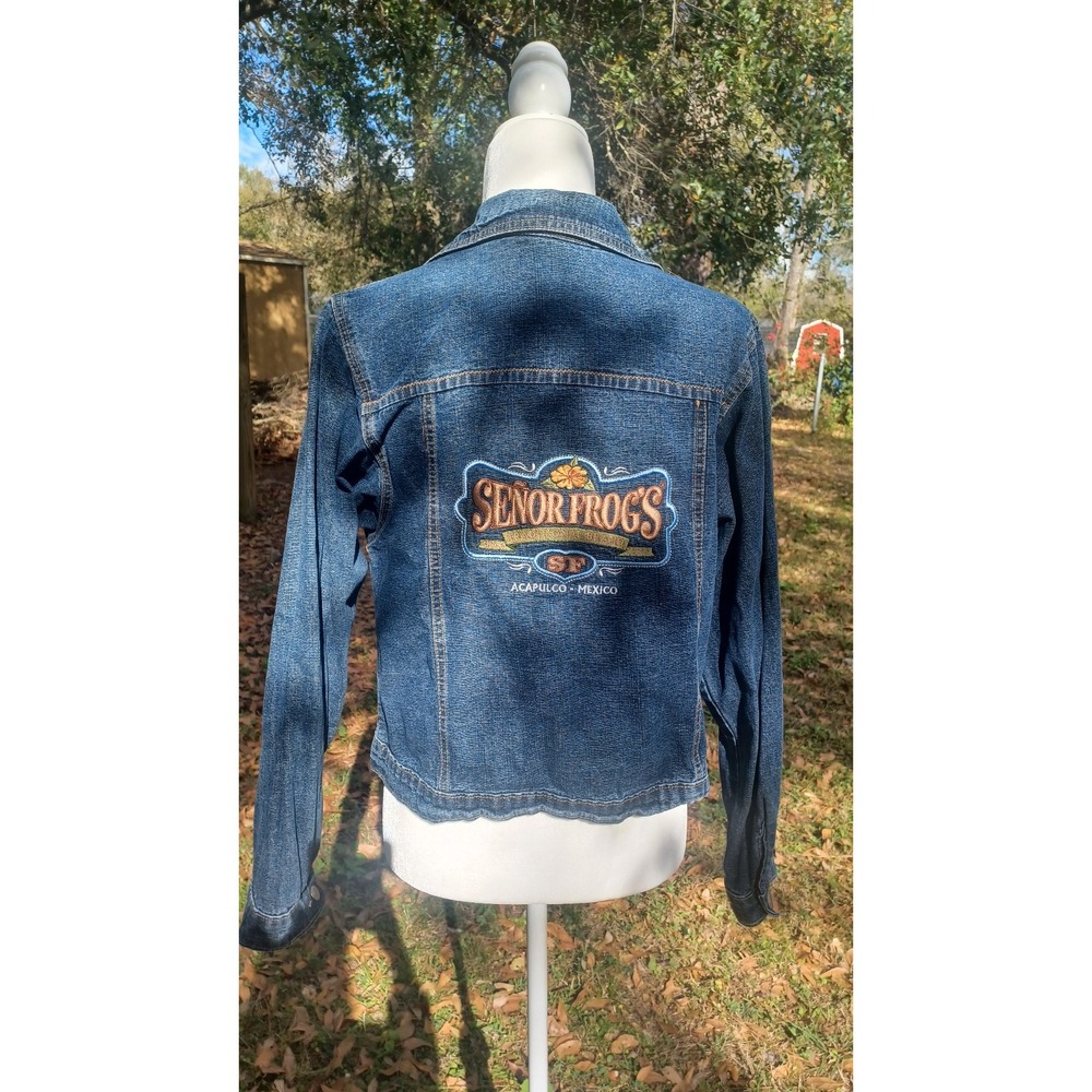 Senor Frog's Acapulco Mexico Denim Jeans Jacket Womens Large Mens Small